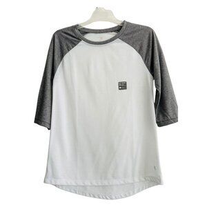 Women's Small New Gray White Baseball Tee Raglan Loose Softball Jersey T-Shirt